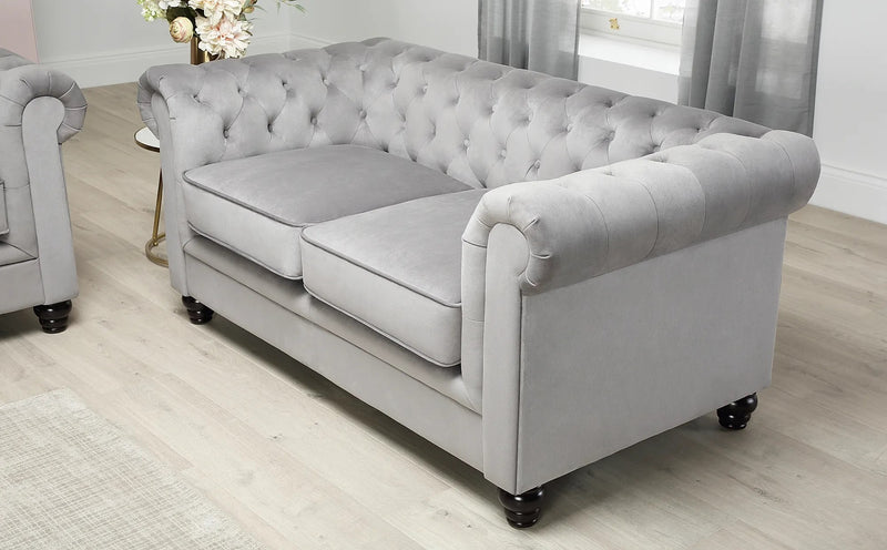The Chesterfield Sofas Sets in Luxury Grey Velvet