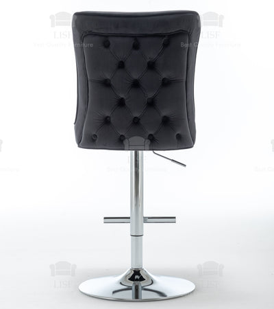 Belgravia Buttons Back Barstools Chairs in Luxury Black Velvet