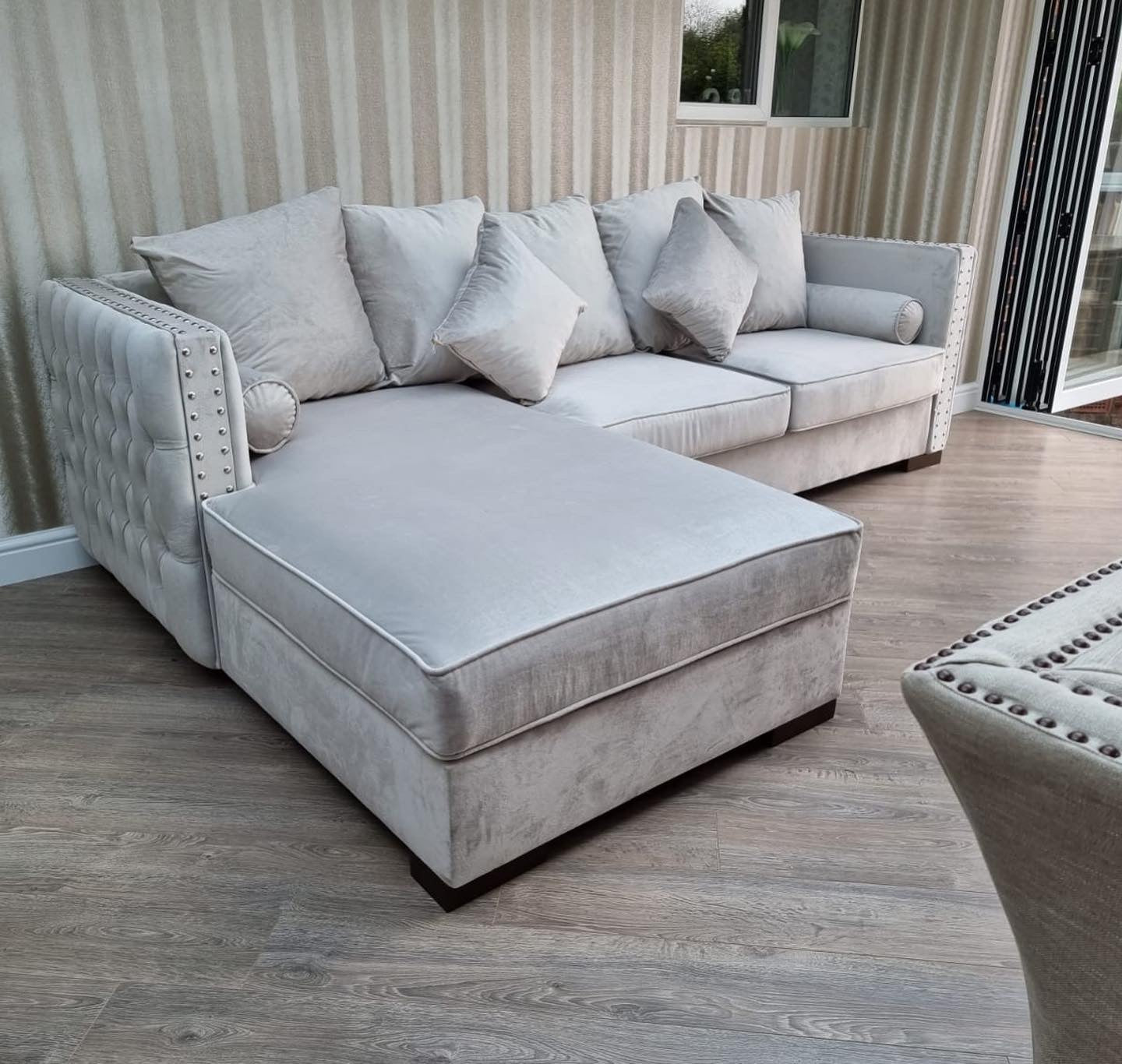 Cream velvet sectional discount