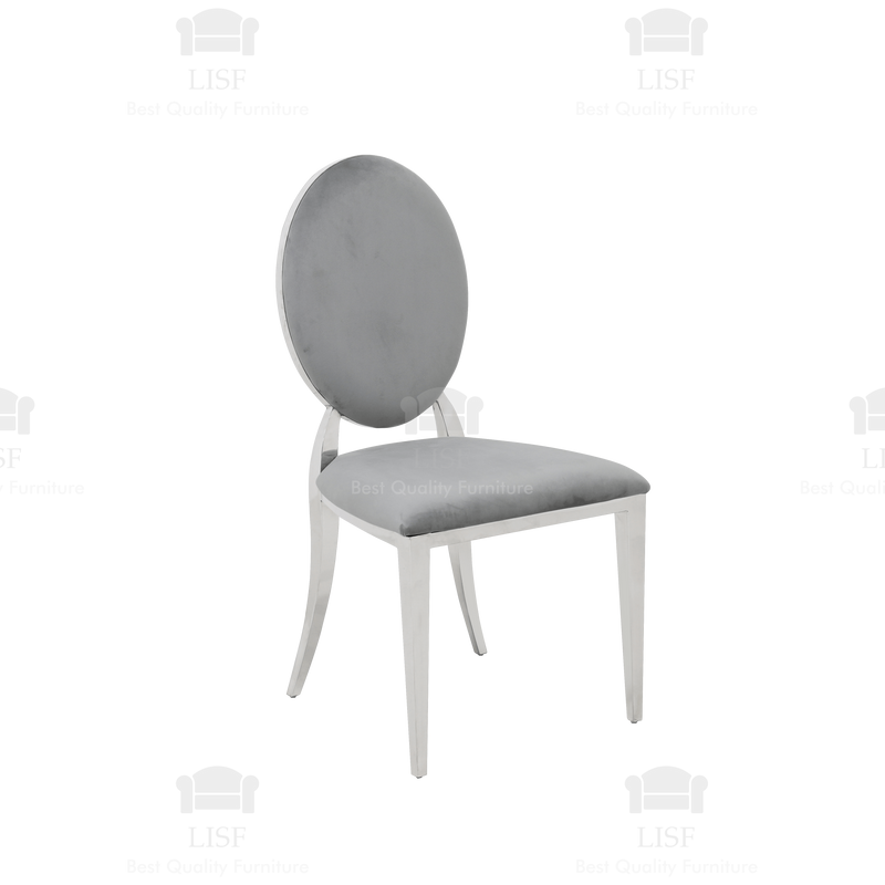 Hampton Luxury Italian Style Dining Chairs - Grey Velvet
