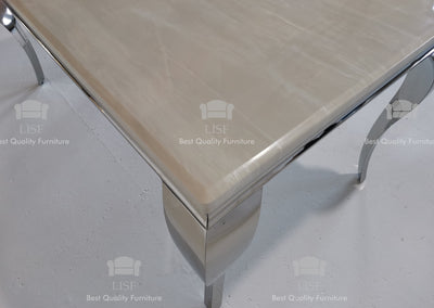 The Louis Dining Table (150cm) in Cream Marble Top - Table ONLY