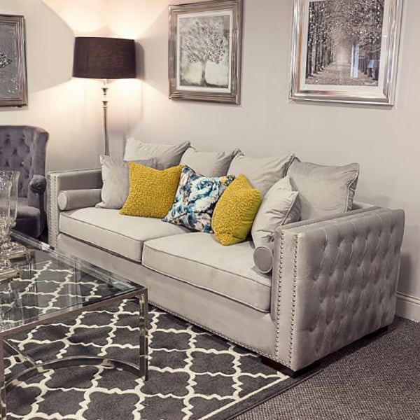 Moscow Sofas Sets in Luxury Grey Silver Velvet