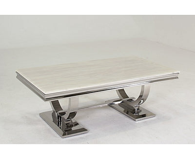 The Arianna Coffee Tables (110cm) - In Cream Marble Top