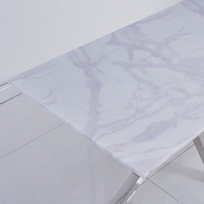 The Riviera Marble Dining Table Sets (160cm) - In White Marble Top