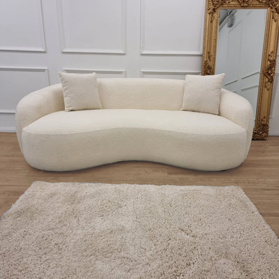 La Concha Wave Boucle Sofa in Luxury Ivory Boucle Upholstery