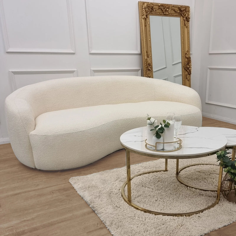 La Concha Wave Boucle Sofa in Luxury Ivory Boucle Upholstery