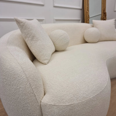 La Concha Wave Boucle Sofa in Luxury Ivory Boucle Upholstery