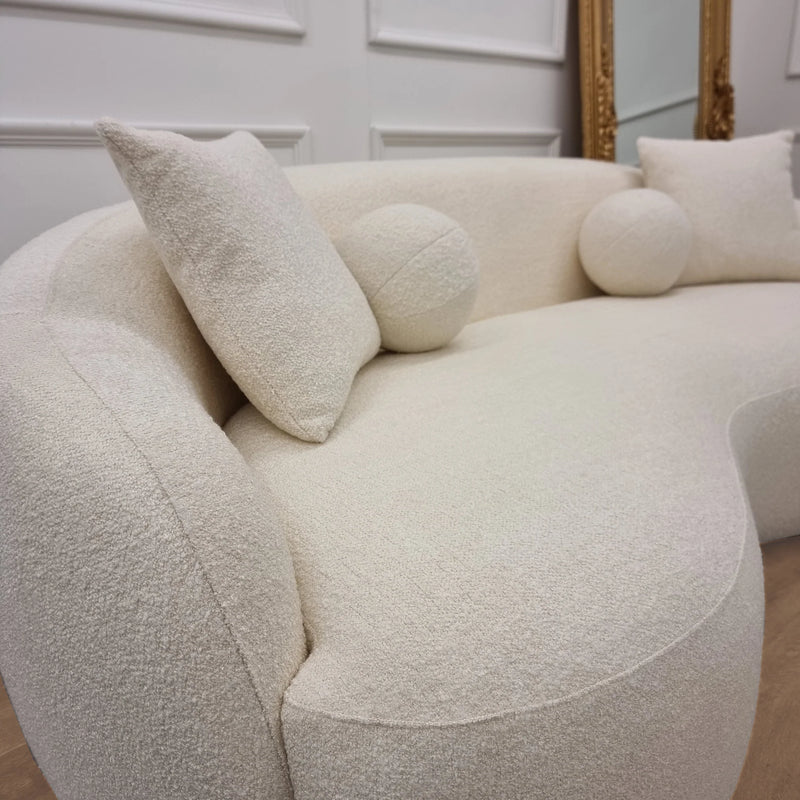 La Concha Wave Boucle Sofa in Luxury Ivory Boucle Upholstery