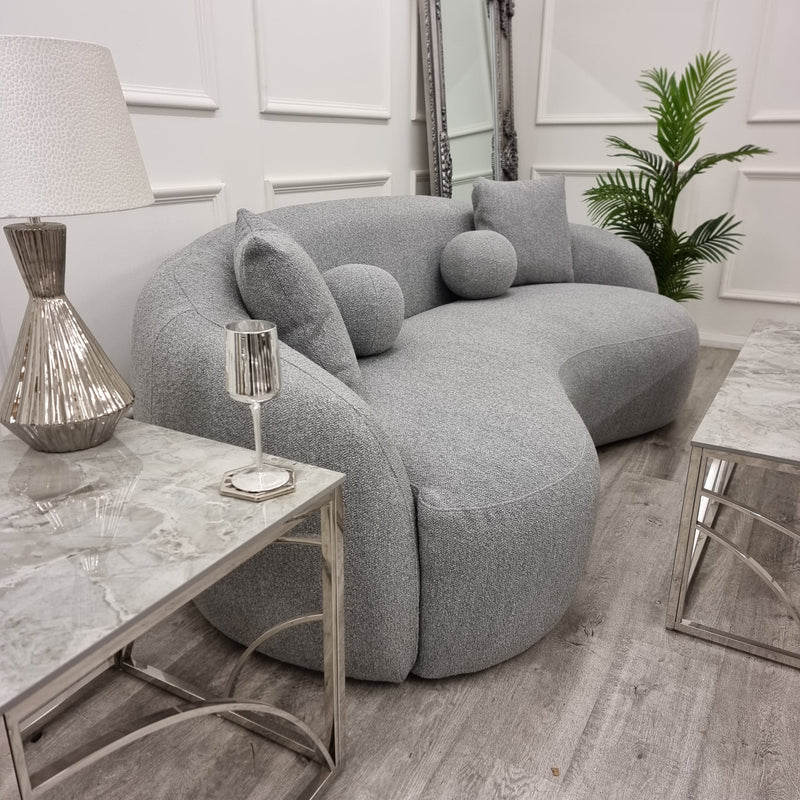 La Concha Wave Boucle Sofa in Luxury Grey Boucle Upholstery