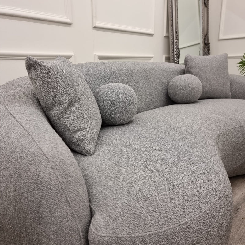 La Concha Wave Boucle Sofa in Luxury Grey Boucle Upholstery