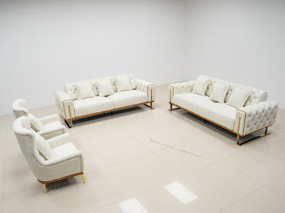 Antalya Sofa Set in Luxury Light  Cream Velvet