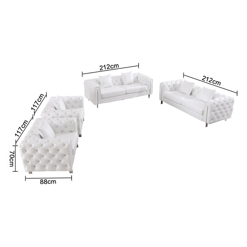 The Modern Chesterfield Sofa Set in Luxury Dark Grey Leather