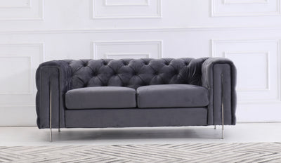 The Modern Chesterfield Sofa Set in Luxury Dark Grey Velvet