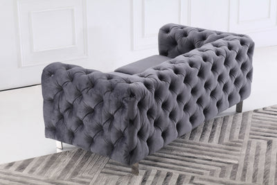 The Modern Chesterfield Sofa Set in Luxury Dark Grey Velvet
