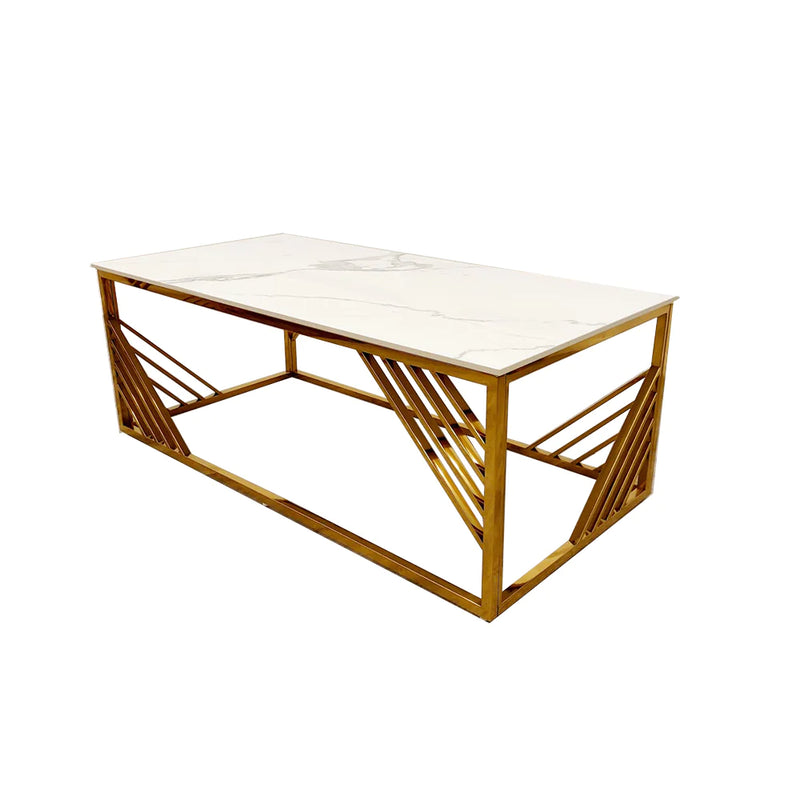 Azure Gold Coffee Table with Polar White Sintered Top