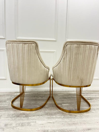 Chelmsford Cream Velvet Dining Chair with Gold Base