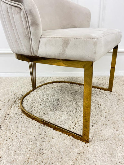 Chelmsford Cream Velvet Dining Chair with Gold Base