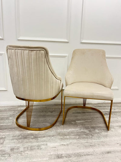 Chelmsford Cream Velvet Dining Chair with Gold Base