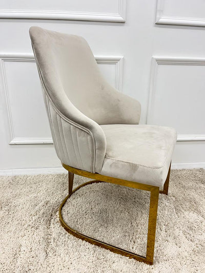 Chelmsford Cream Velvet Dining Chair with Gold Base