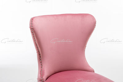 The Florence Buttons Back Dining Chairs in Luxury PINK Velvet