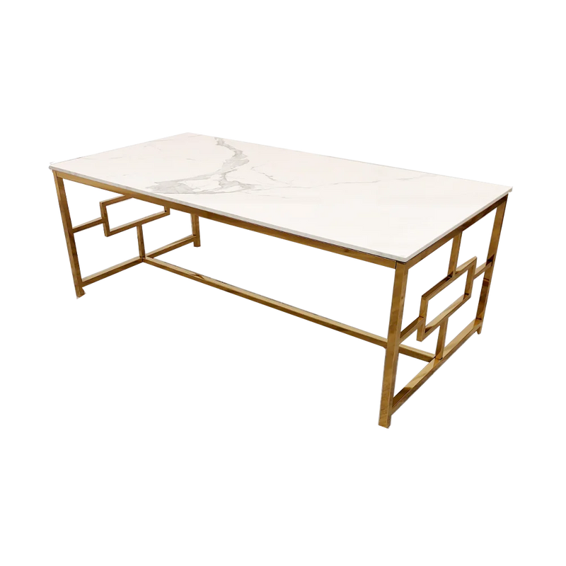 Geo Gold Coffee Table with Polar White Sintered Top
