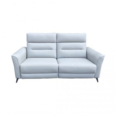 Light Grey Leather 3-Seater Air Powered Recliner with High Back
