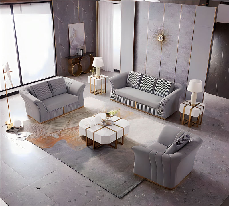 Manhattan Sofa Set in Luxury Grey Velvet