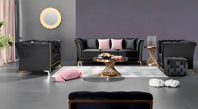 Venice Sofa Sets in Luxury Black Velvet