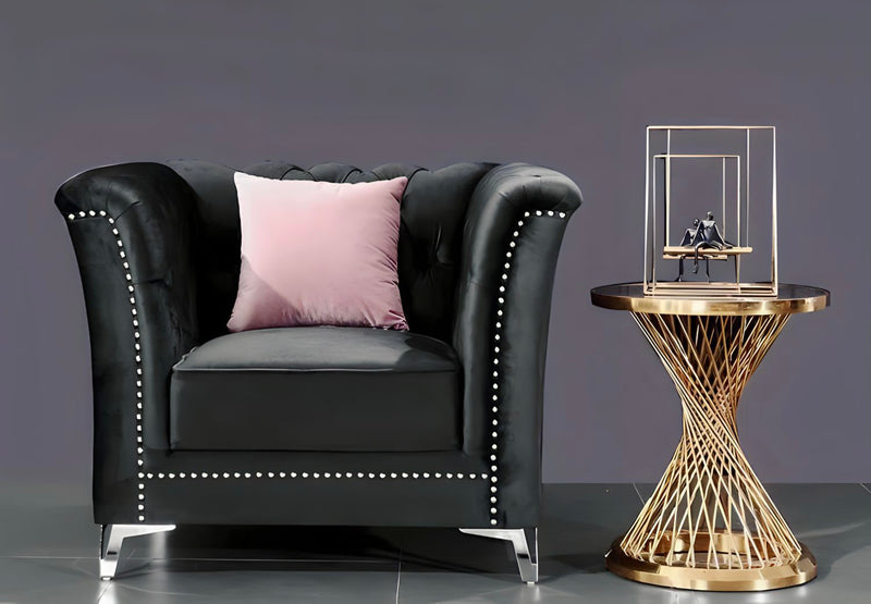 Venice Sofa Sets in Luxury Black Velvet