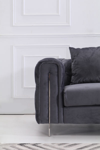 The Modern Chesterfield Sofa Set in Luxury Dark Grey Velvet