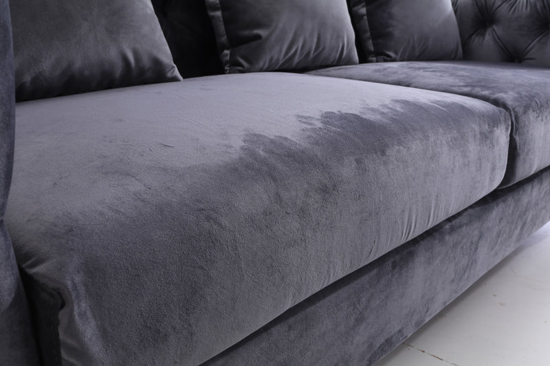 The Modern Chesterfield Sofa Set in Luxury Dark Grey Velvet
