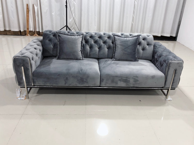 Antalya Sofa Set in Luxury Grey Velvet