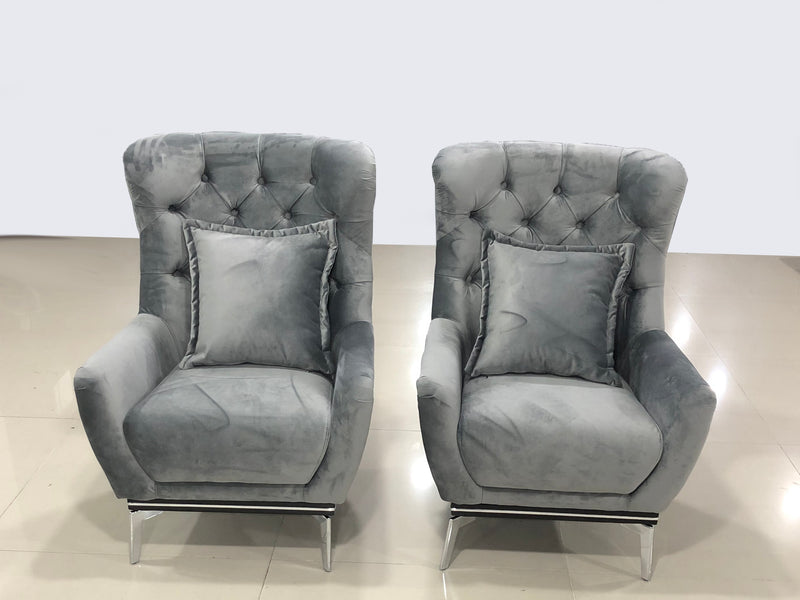 Antalya Sofa Set in Luxury Grey Velvet