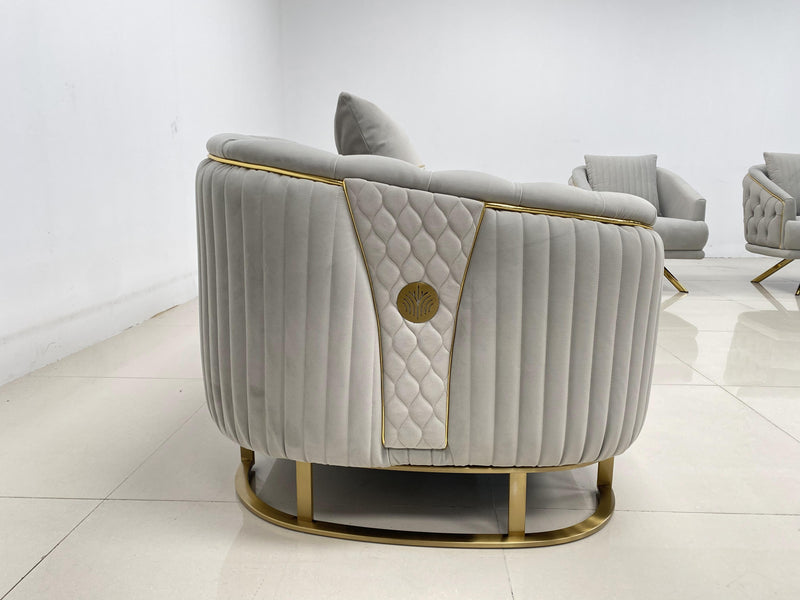 Phoenix Modern Sofa Set in Luxury Grey Velvet
