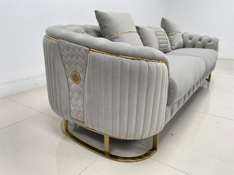 Phoenix Modern Sofa Set in Luxury Grey Velvet