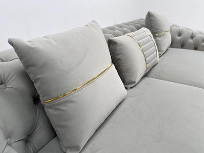 Phoenix Modern Sofa Set in Luxury Grey Velvet