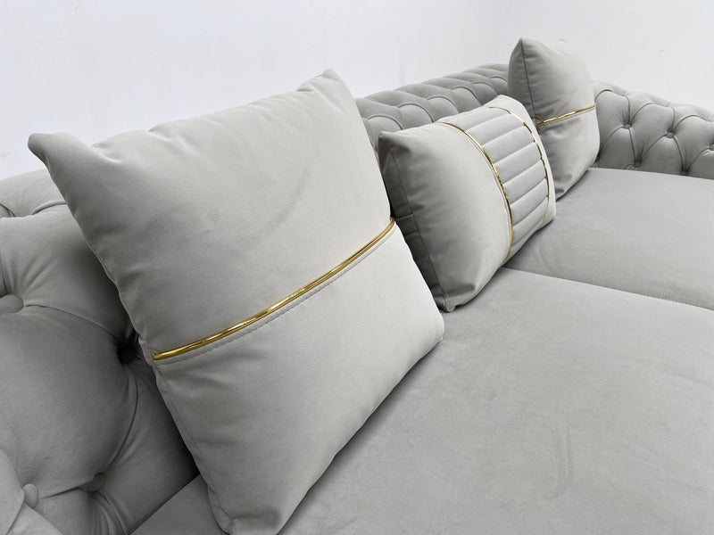 Phoenix Modern Sofa Set in Luxury Grey Velvet