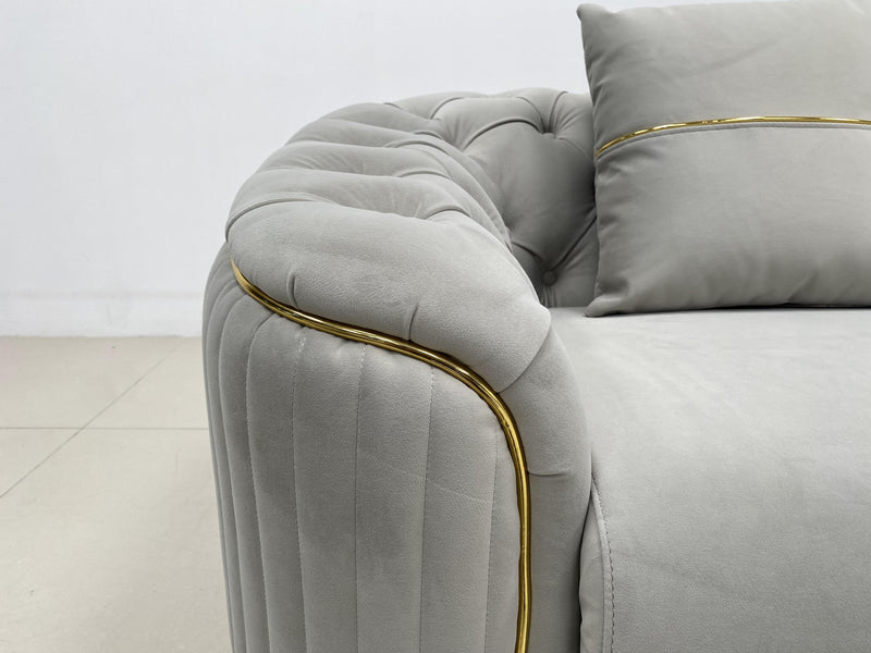 Phoenix Modern Sofa Set in Luxury Grey Velvet