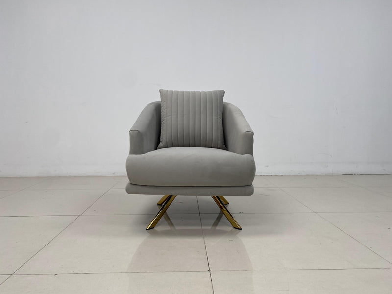 Phoenix Modern Sofa Set in Luxury Grey Velvet