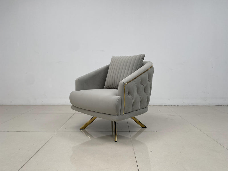 Phoenix Modern Sofa Set in Luxury Grey Velvet
