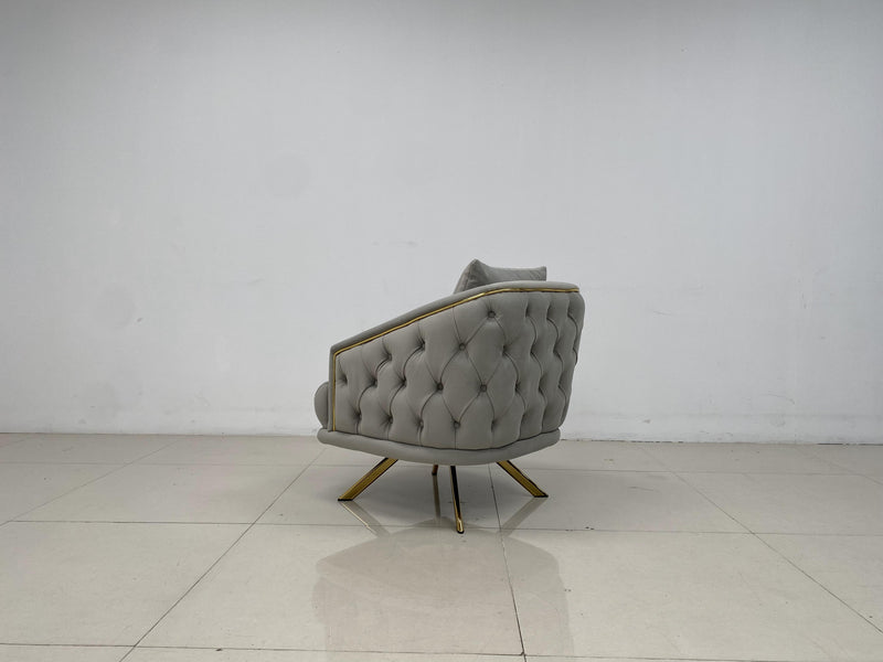 Phoenix Modern Sofa Set in Luxury Grey Velvet
