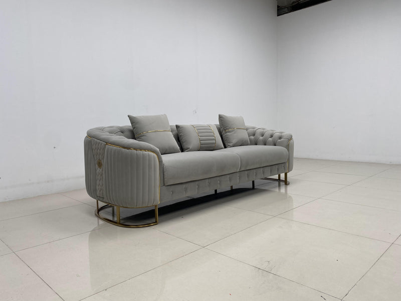 Phoenix Modern Sofa Set in Luxury Grey Velvet