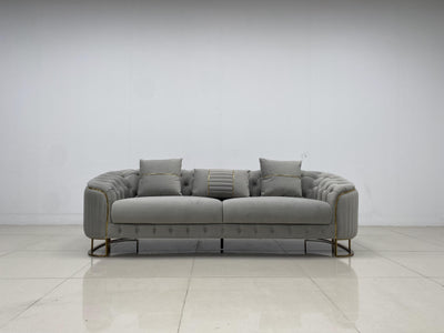 Phoenix Modern Sofa Set in Luxury Grey Velvet