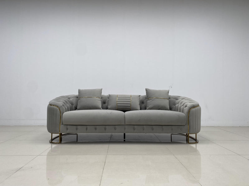 Phoenix Modern Sofa Set in Luxury Grey Velvet