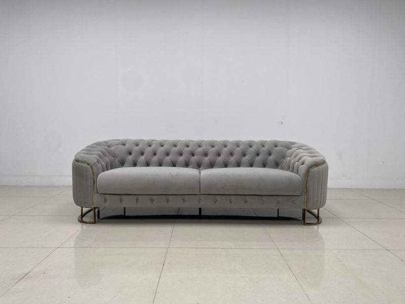 Phoenix Modern Sofa Set in Luxury Grey Velvet