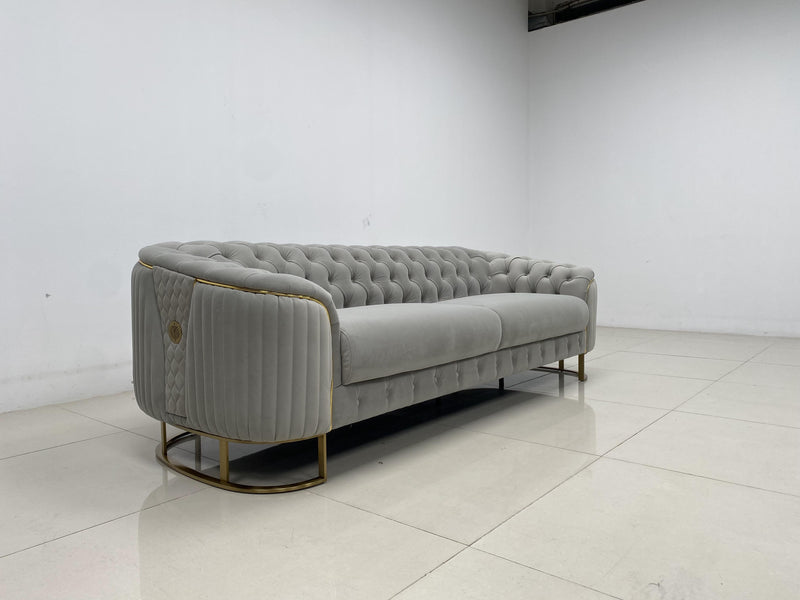 Phoenix Modern Sofa Set in Luxury Grey Velvet