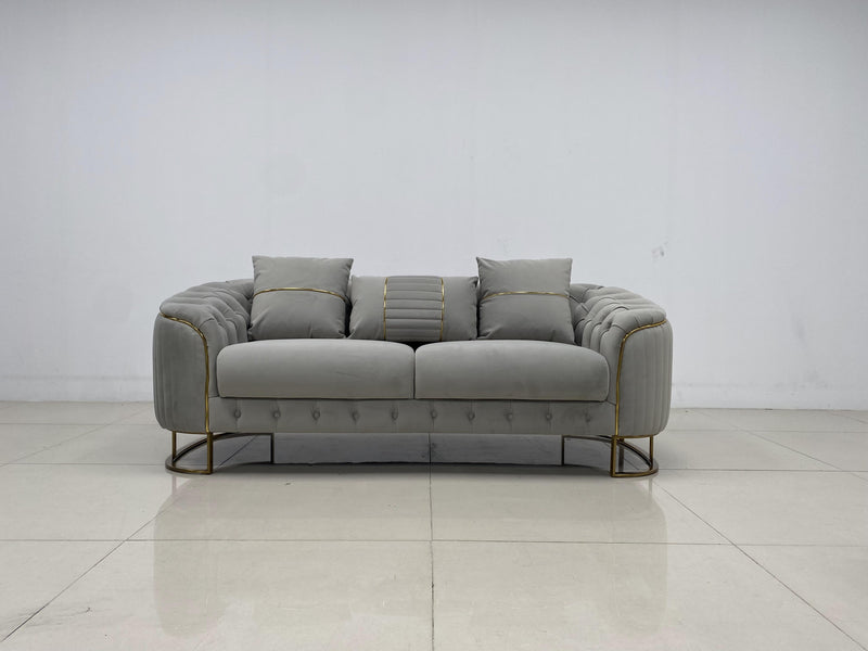 Phoenix Modern Sofa Set in Luxury Grey Velvet