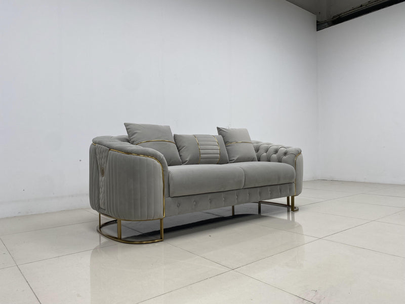 Phoenix Modern Sofa Set in Luxury Grey Velvet