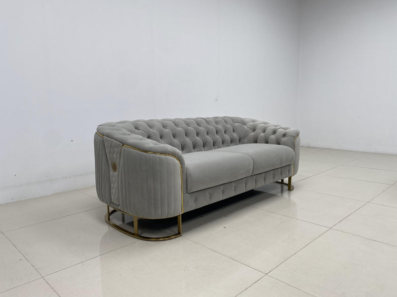 Phoenix Modern Sofa Set in Luxury Grey Velvet