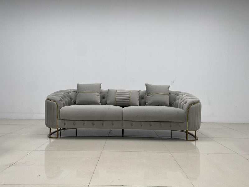 Phoenix Modern Sofa Set in Luxury Grey Velvet